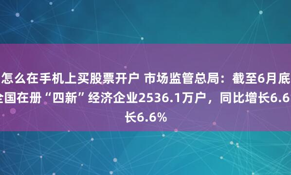 怎么在手机上买股票开户 市场监管总局：截至6月底全国在册“四新”经济企业2536.1万户，同比增长6.6%
